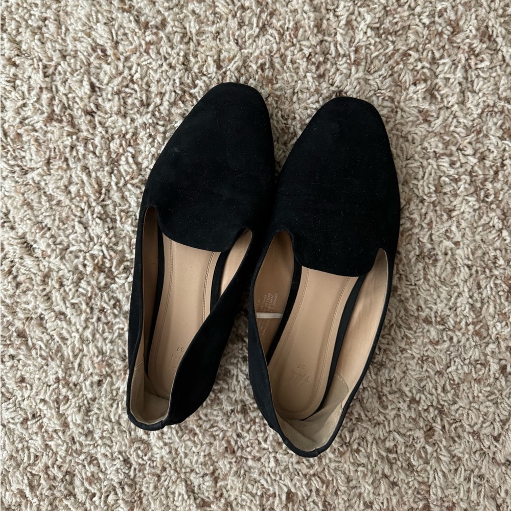 black suede flats